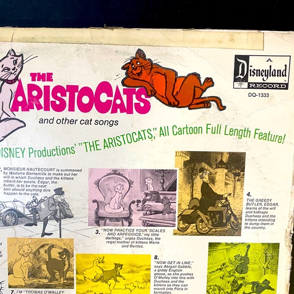 WALT DISNEY PRODUCTIONS VTG 1970 THE ARISTOCATS DISNEYLAND VINYL RECORD DQ-1333 - Picture 11 of 16
